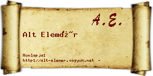 Alt Elemér névjegykártya